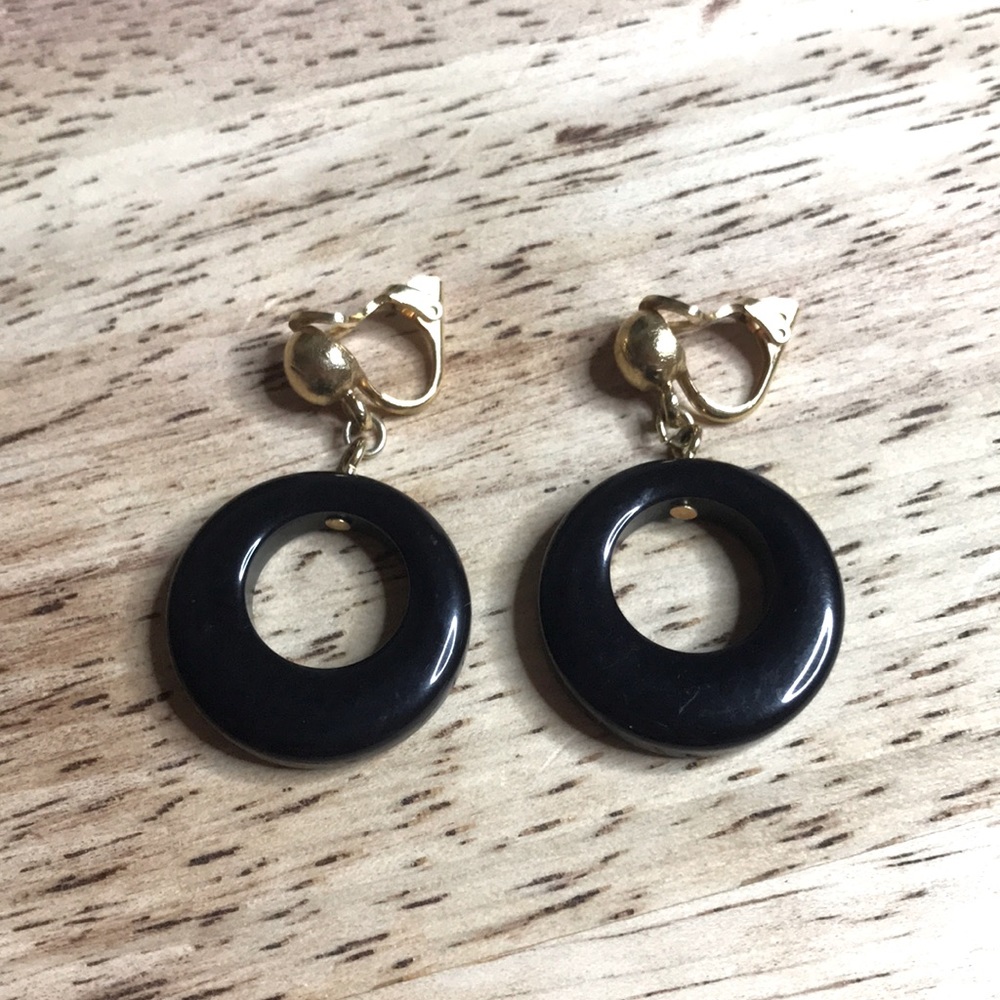 Vintage Gold Black Hole Circular Earrings